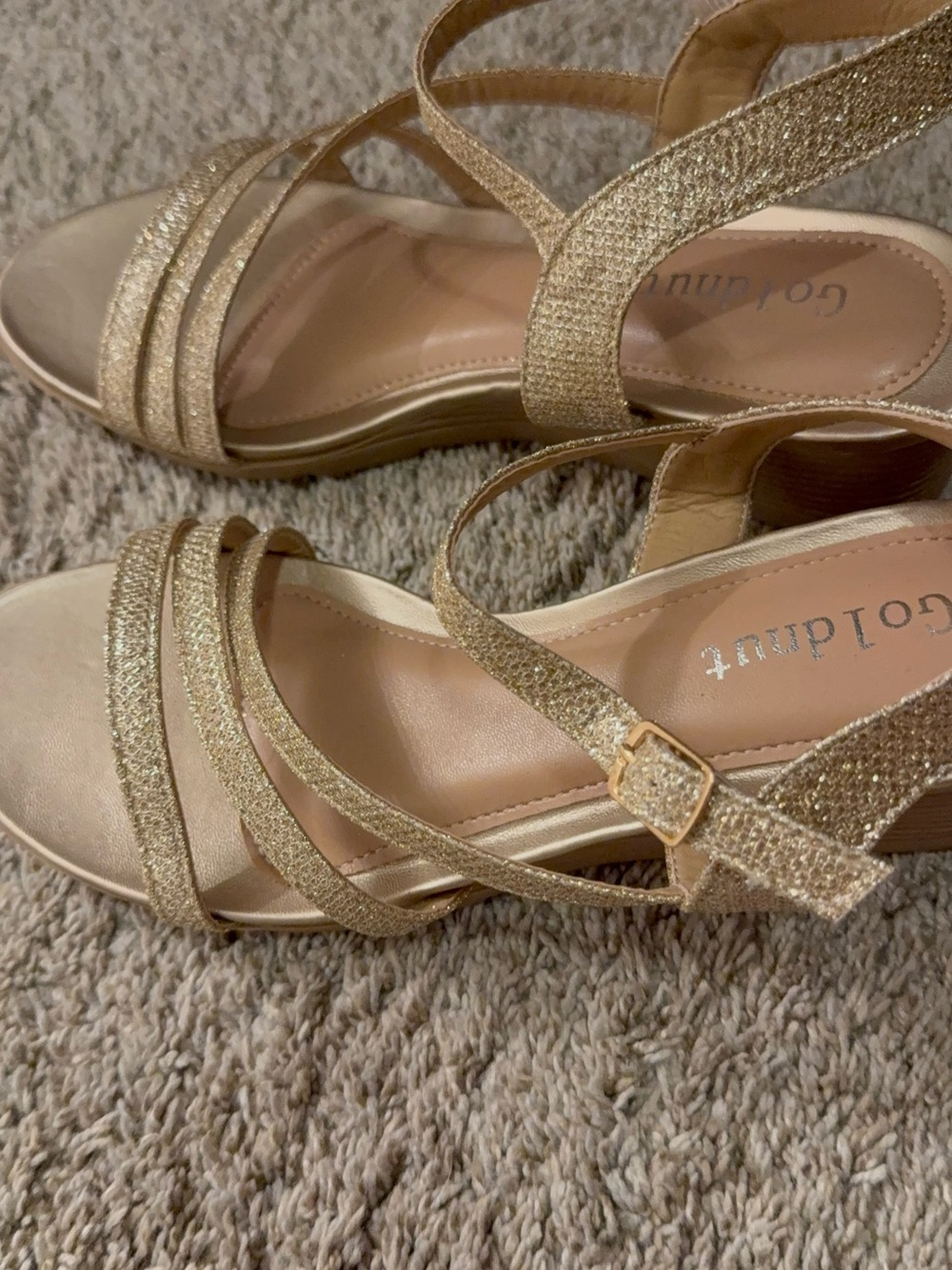 Gold Strappy Wedge Sandals with Ankle Strap — Coconuts by Matisse - Picture 2 of 8